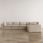Диван DOMUS угловой от Reloft Home в обивке из молочного вельвета